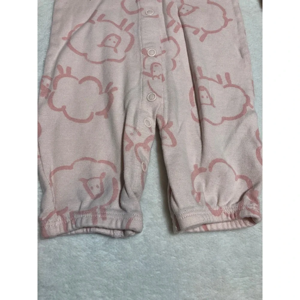 5/$25 Carter's Sleepsuit Baby Girl 3m Pink Sheep Print Snap Front Mitten Cuffs